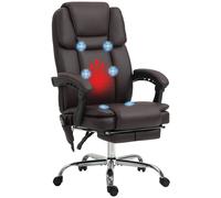 HOMCOM Vinsetto Massage Office Chair, PU Leather High Back Recliner, Black - Dark Brown