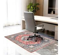 Office Chair Mat for Hardwood Tile Floor, 36"x48"Anti-Slip Under Desk Carpet Protector for Rolling Computer Chair Mat, Machine Washable Office Area Carpet (Chenille,Red)