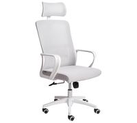Beliani Office Chair Swivel Monarch Fabric Light Grey, Grey