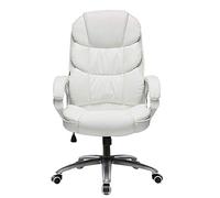 Office Chair,PU Leather Recliner,s High Back Computer ArmBlack Adjustable Tilt Lock Swivel,Black (White)