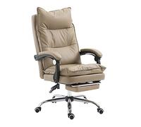 Office Chair Reclining Chair Swivel High Back Chair Desk Task Computer Chair with Footrest PU Leather Executive Office Chair,Khaki