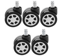 Office Chair Replacement Wheels Heavy Duty Swivel Stem Casters 5pcs | Polyurethane and Metal Build, Smooth Rolling Action, Home and Office Use, White Finish, 30kg Load
