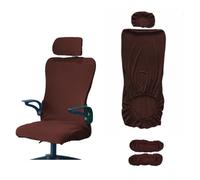 Office Chair Slipcover Water Repellent Jacquard Stretch Armrest Swivel Cover with Headrest - Rotating Boss Chair Protection