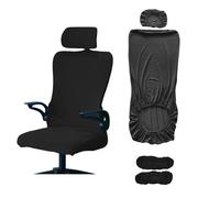 Office Chair Slipcover Water Repellent Jacquard Stretch Armrest Swivel Cover with Headrest - Rotating Boss Chair Protection