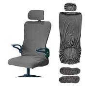 Office Chair Slipcover Water Repellent Jacquard Stretch Armrest Swivel Cover with Headrest - Rotating Boss Chair Protection