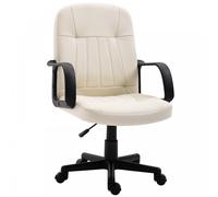 HOMCOM Swivel Executive Office Chair Home Office Mid Back PU Leather Computer Desk Chair for Adults with Arm, Wheels, Cream Aosom UK