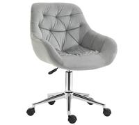 Office Chair Velvet Grey 59x58x90cm Adjustable Height Armrest Comfy Padded Cozy
