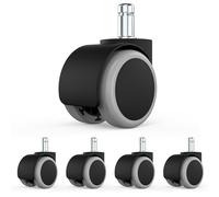 Office Chair Wheels, 10 x 22 mm Replacement Hard Floor Castors for Gaming Chairs, Wheels for Office Chairs to Protect the Floor, Ideal for Parquet, Laminate, Tiles and Stone Floors (5 Pieces, Grey)