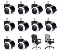 Office Chair Wheels, 10Pcs Chair Casters Replacement, 11 mm x 22 mm Universal Size Office Chairs Twin Caster Wheels for Office Chairs Gamingchair Swivelchair (Black & White)