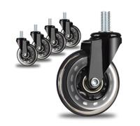 Office Chair Wheels 2.5/3 Inch PU Rubber Casters with Thread Safe for All Floors Scratch-Free Furniture Rollers 5PCS Set - Perfect for Home & Office Use