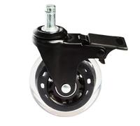 Office Chair Wheels 2 .5 Inch Universal Silent Wheel Computer Executive Office Chair Transparent Furniture Industrial Movable Brake Caster(Brake type,3inch-rod11mm)