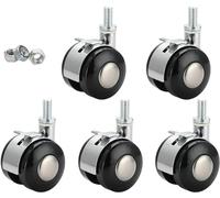 Office Chair Wheels 2" Replacement Casters for Small Fur Sofa & Executive Chair Hard Floor Safe Set of 5 (Brake M10 Size M8) Smooth Rolling