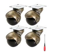 Office Chair Wheels 4pcs 1.5/2 Inches Ball Caster Wheels Brake Bronze Rubber Swivel Casters For Office Chair Sofa(1.5 inch activity)