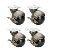 Office Chair Wheels 4pcs 1.5/2 Inches Ball Caster Wheels Brake Bronze Rubber Swivel Casters For Office Chair Sofa(2 inch brake)