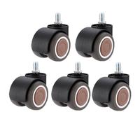 Office Chair Wheels 5 Pcs M8/M10/M11 Rubber Swivel Chair Universal Wheel Mute Pulley Computer Office Seat Double Bearing 2 Inch for Home(Brown-Screw-M10)