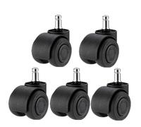 Office Chair Wheels 5 Pcs M8/M10/M11 Rubber Swivel Chair Universal Wheel Mute Pulley Computer Office Seat Double Bearing 2 Inch for Home(Black-Circlip-M11)