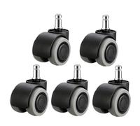 Office Chair Wheels 5 Pcs M8/M10/M11 Rubber Swivel Chair Universal Wheel Mute Pulley Computer Office Seat Double Bearing 2 Inch for Home(Gray-Circlip-M11)