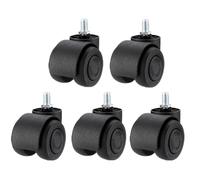 Office Chair Wheels 5 Pcs M8/M10/M11 Rubber Swivel Chair Universal Wheel Mute Pulley Computer Office Seat Double Bearing 2 Inch(Black-Screw-M10)