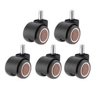 Office Chair Wheels 5 Pcs M8/M10/M11 Rubber Swivel Chair Universal Wheel Mute Pulley Computer Office Seat Double Bearing 2 Inch for Home(Brown-Circlip-M11)
