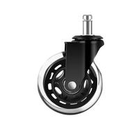 Office Chair Wheels 5PCS Office Chair Caster Wheels 3 Inch Swivel Rubber Replacement Soft Rollers Furniture Hardware(Black 1pcs 11mm)