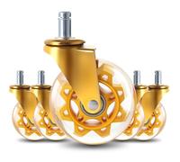 Office Chair Wheels Caster Rubber Replacement for Office 11x22mm Transparent 3 Inch, Desk Rolling Set of 5 for Hardwood Floors Gaming Chair Wheels Smooth & Silence Gliding, Yellow