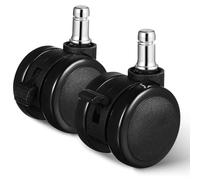 Office Chair Wheels Replacement Heavy Duty, 2 Inch Universal Chair Casters Mute Rubber Rotating Wheels for Office Desk, Safe for All Floors, Hardwood, Carpet (2pcs Black)