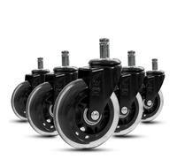 Office Chair Wheels Replacement Rubber Chair casters for ALL Floors Including Hardwood Floors, Office Chair Castors for Home and Office Chairs to Replace Office Chair mats, 11x22mm