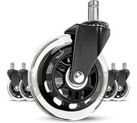 Office Chair Wheels Replacement Rubber Chair casters for Hardwood Floors and Carpet, Set of 5, Heavy Duty Office Chair casters for Chairs to Replace Office Chair mats, Clear, 10x22mm