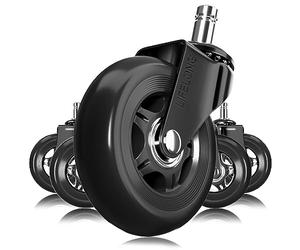 Office Chair Wheels Replacement Rubber Chair casters for Hardwood Floors and Carpet, Set of 5, Heavy Duty Office Chair casters for Chairs to Replace Office Chair mats, Black (10x22mm)