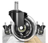 Office Chair Wheels Replacement Rubber Chair Casters for Wood Floor Carpet Tile, Set of 5, Soontrans Heavy Duty Computer Desk Chair Caster Wheels, NOT Compatible for IKEA, Universal Fit