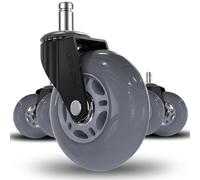Office Chair Wheels Replacement Rubber Desk Chair Casters for Hardwood Floors and Carpet, Set of 5, Smooth Rolling Casters for Chairs to Replace Office Chair Mats, 11x 22mm, Grey