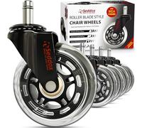 Office Chair Wheels Replacement Set 10mm (3/8" x 7/8") Stem - Fits IKEA Chairs ONLY - Soft Desk Chair Casters for Wood Floors & Carpet - Heavy Duty & Safe for All Floors Without Any Chair Mats