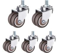 Office Chair Wheels, Self Braking Office Chair Casters,5 Piece, 360-Degree Swivel Caster, for Table, Trailer(2 In 10MM Dual Wheel thread (5 pcs))