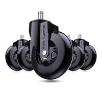 Office Chair Wheels, Set of 5, 11x22mm Stem Size That Fits 98% Chairs, Rubber Rollerblade Casters for Desk & Gaming Chair are Easy to Install & Suitable for All Floor Types (Black)