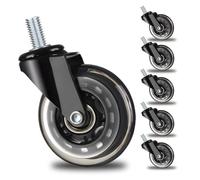 Office Chair Wheels Set of 5/6 Silent Glide Replacement Casters with Thread 2.5"/3" Size Scratch-Free Rolling for Smooth Movement (6PCS-3in)