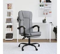 Office Chair with Reclining Function, Light Grey Fabric, Ergonomic Swivel Chair with Wheels, Adjustable Backrest and Seat Height, Sturdy Metal Frame for Office and Home Office Comfort