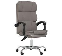 Office Chair with Reclining Function Taupe Fabric Ergonomic Swivel Chair with Wheels Metal Frame Compact for Office Home Office Study Comfortable Sitting and Back Support