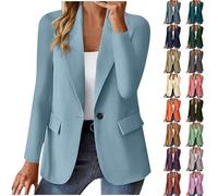 Office Clothes for Women Womens Blazer Jacket Notched Lapel Collar Long Sleeve Open Front Suit Jacket One Button Office Work Cardigan with Pockets Elegant Classic Formal Work Office Coats Workwear