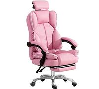 Office Computer Chair Pink, Gaming Chair for Girls Ergonomic Office Chair with Headrest Pu Leather Executive Chair Adjustable Reclining with Footrest Pink, Pink