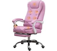 Office Computer Chair Reclining Office Chair Computer Chair, Linen Boss Chair, Executive Mesh Chair with Arms and Footstool for Office Home Pink, Pink