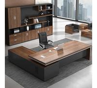 Office Computer Desk with Top and Built-in CPU Storage Boss Table Computer Desk Home Office Furniture with Drawers - Without Chairs, Right Side Cabinet 71" L x 63" W x 30" H