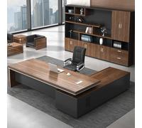 Office Computer Desk with Top and Built-in CPU Storage Boss Table Computer Desk Home Office Furniture with Drawers - （Without Chairs） Left Side Cabinet 71" L x 63" W x 30" H