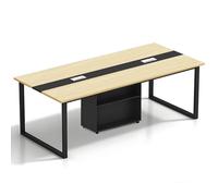 Office Conference Table - Rectangu Boardroom Table for 6-20 People Solid Wood Eco-Friendly Design Built-in Cable Management Storage Shelf Adjustable Feet Easy Assembly (Chairs Not Inc...