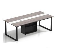 Office Conference Table - Rectangu Boardroom Table for 6-20 People Solid Wood Eco-Friendly Design Cable Management Storage Shelf Adjustable Feet Easy Assembly (Chairs Not Included)