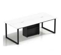 Office Conference Table - Rectangu Boardroom Table for 6-20 People Solid Wood Eco-Friendly Design Cable Management Storage Shelf Adjustable Feet Easy Assembly - Perfect for Meetings &...
