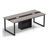 Office Conference Table - Rectangu Boardroom Table for 6-20 People Solid Wood Eco-Friendly Design Cable Management Storage Shelf Adjustable Feet Easy Assembly (Chairs Not Included)