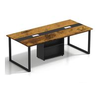 Office Conference Table - Rectangu Boardroom Table for 6-20 People Solid Wood Eco-Friendly Design Cable Management & Storage Shelf Adjustable Feet Easy Assembly (Chairs Not Included)