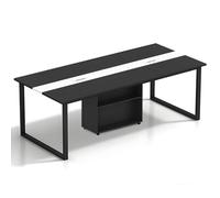 Office Conference Table - Rectangu Boardroom Table for 6-20 People Solid Wood Eco-Friendly Design Cable Management Storage Shelf Adjustable Feet Easy Assembly (Chairs Not Included)
