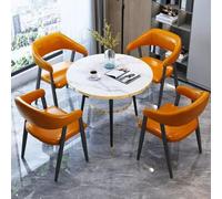 Office Conference Table Set with 4 Chairs, Round Negotiation Table for Reception, Hotel, Atrium, or Café - Ideal for Meetings and Collaboration
