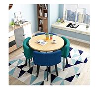 Office Conference Table Small Meeting Coffee Table Modern Table and Chair Set 1 Table 4 Chairs Balcony Cafe Office Furniture Set Living Room Western Restaurant Negotiate(Color:Dark Green+blue)